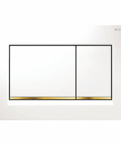 GEBERIT ΜΗΧΑΝΙΚΗ ΠΛΑΚΕΤΑ SIGMA 20 SQUARE ΛΕΥΚΗ ΓΥΑΛΙΣΤΕΡΗ ΜΕ ΡΙΓΑ ΧΡΥΣΗ ΓΥΑΛΙΣΤΕΡΗ 115.883.KK.1 16.4 x 24.6