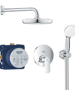 GROHE ΜΠΑΤΑΡΙΑ ΝΤΟΥΖΙΕΡΑΣ EUROSMART COSMOPOLITAN ΜΕ ΚΕΦΑΛΗ-ΣΠΙΡΑΛ-ΤΗΛΕΦΩΝΟ-ΣΤΗΡΙΓΜΑ-ΠΑΡΟΧΗ 25219001 ΧΡΩΜΕ
