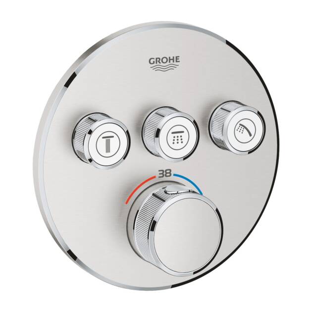 GROHE ΘΕΡΜΟΣΤΑΤΙΚΗ ΕΝΤΟΙΧΙΖΟΜΕΝΗ ΜΠΑΤΑΡΙΑ 3 ΕΞΟΔΩΝ SMART CONTROL 29121DC0 SUPERSTEEL