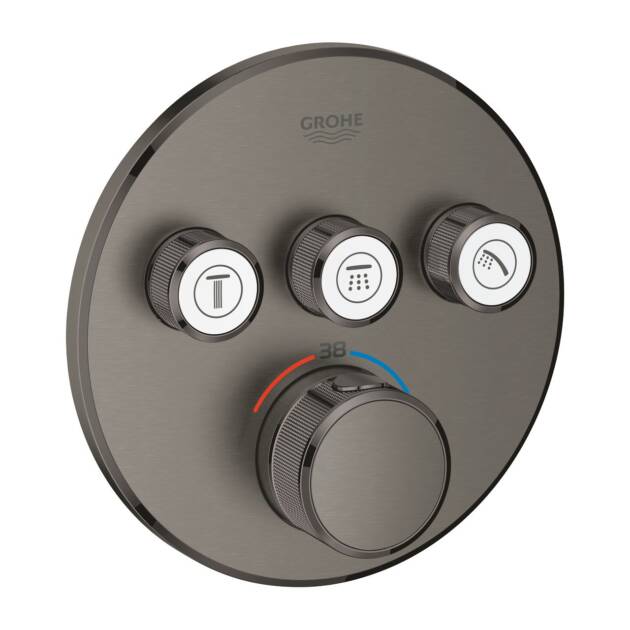 GROHE ΘΕΡΜΟΣΤΑΤΙΚΗ ΕΝΤΟΙΧΙΖΟΜΕΝΗ ΜΠΑΤΑΡΙΑ 3 ΕΞΟΔΩΝ SMART CONTROL 29121AL0 BRUSHED HARD GRAPHITE