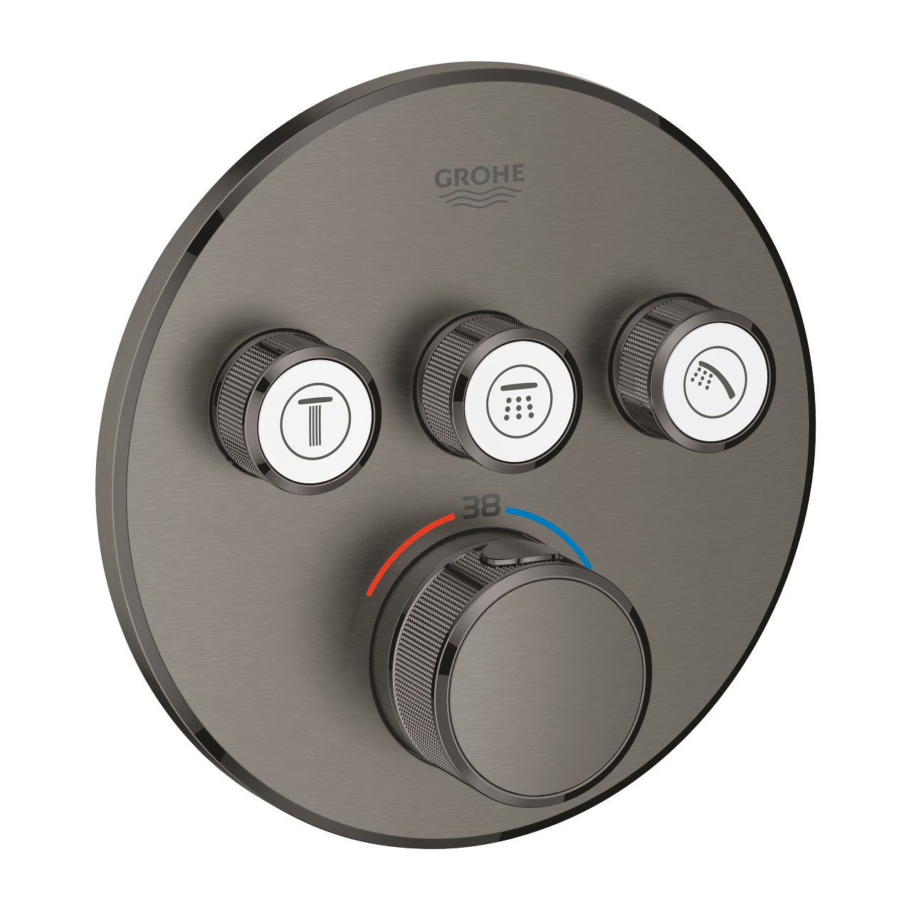 GROHE ΘΕΡΜΟΣΤΑΤΙΚΗ ΕΝΤΟΙΧΙΖΟΜΕΝΗ ΜΠΑΤΑΡΙΑ 3 ΕΞΟΔΩΝ SMART CONTROL 29121AL0 BRUSHED HARD GRAPHITE