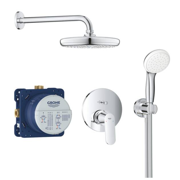 GROHE ΜΠΑΤΑΡΙΑ ΝΤΟΥΖΙΕΡΑΣ EUROSMART COSMOPOLITAN ΜΕ ΚΕΦΑΛΗ-ΣΠΙΡΑΛ-ΤΗΛΕΦΩΝΟ-ΣΤΗΡΙΓΜΑ-ΠΑΡΟΧΗ 25219001 ΧΡΩΜΕ