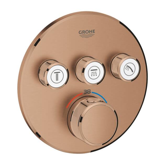 GROHE ΘΕΡΜΟΣΤΑΤΙΚΗ ΕΝΤΟΙΧΙΖΟΜΕΝΗ ΜΠΑΤΑΡΙΑ 3 ΕΞΟΔΩΝ SMART CONTROL 29121DL0 BRUSHED WARM SUNSET