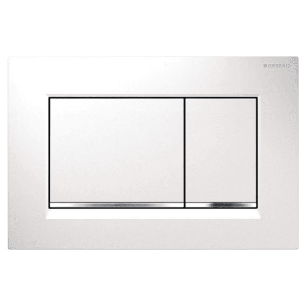 GEBERIT ΜΗΧΑΝΙΚΗ ΠΛΑΚΕΤΑ SIGMA 20 SQUARE ΛΕΥΚΗ ΓΥΑΛΙΣΤΕΡΗ ΜΕ ΡΙΓΑ ΧΡΩΜΕ ΓΥΑΛΙΣΤΕΡΗ 115.883.KJ.1 16.4 x 24.6