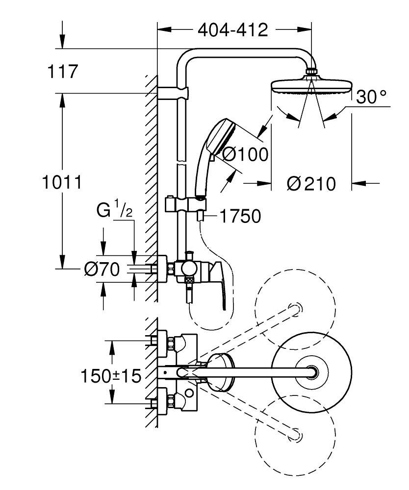 GROHE ΣΥΣΤΗΜΑ ΝΤΟΥΣ TEMPESTA COSMOPOLITAN SYSTEM 210 26224001 ΧΡΩΜΕ - Image 2