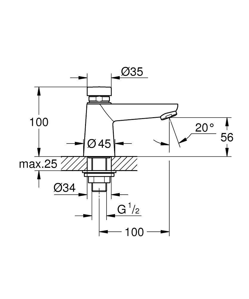 GROHE ΑΥΤΟΚΛΕΙΟΜΕΝΗ ΜΠΑΤΑΡΙΑ ΝΙΠΤΗΡΑ EUROECO COSMOPOLITAN T 36265000 ΧΡΩΜΕ - Image 2