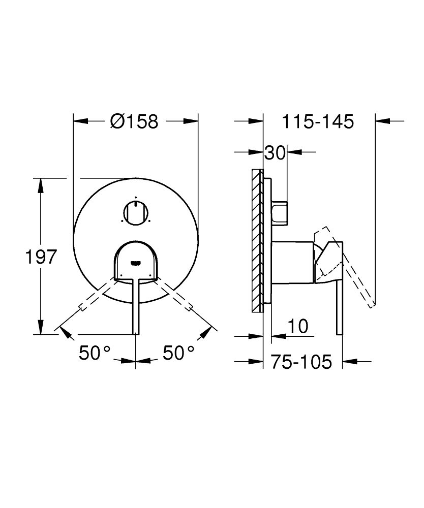 GROHE ΜΠΑΤΑΡΙΑ PLUS 3 ΕΞΟΔΩΝ 24093003 ΧΡΩΜΕ - Image 2