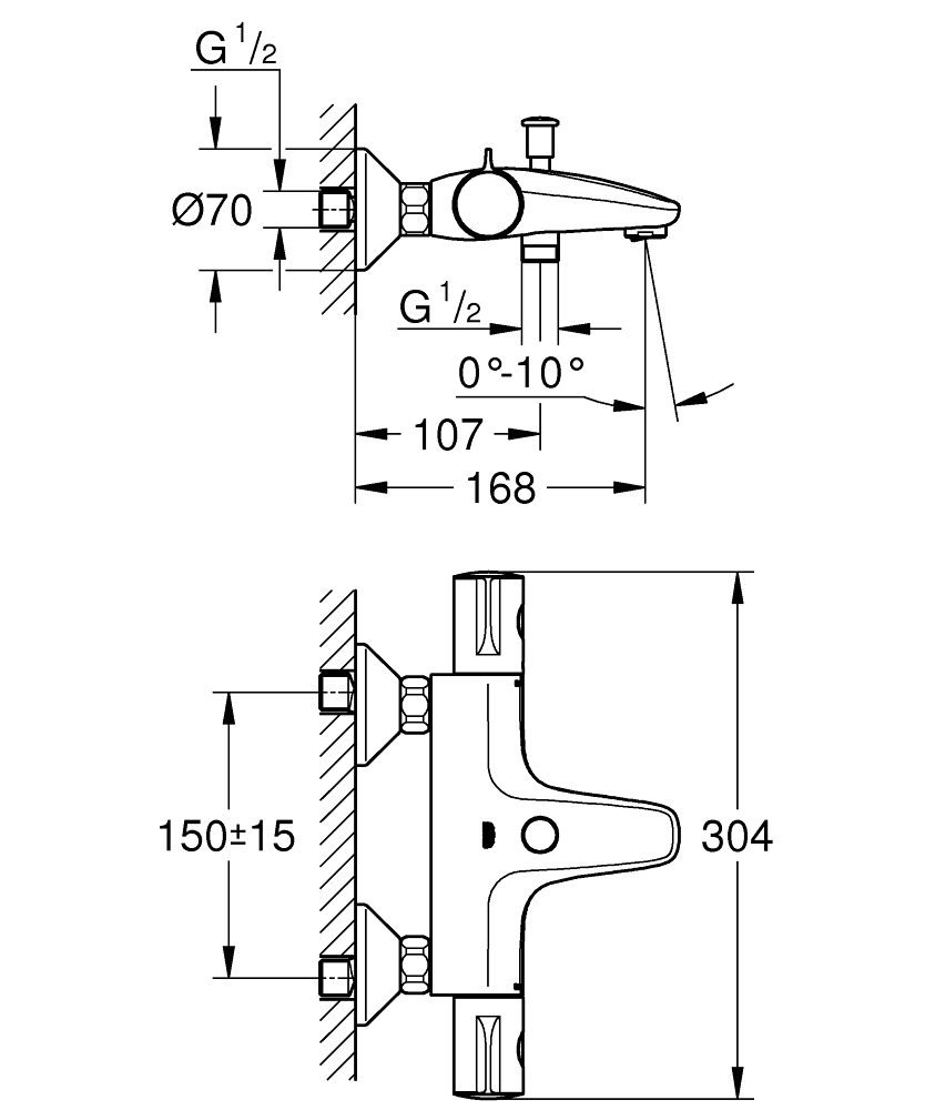 GROHE ΘΕΡΜΟΣΤΑΤΙΚΗ ΜΠΑΤΑΡΙΑ ΛΟΥΤΡΟΥ GROHTHERM 800 ΧΡΩΜΕ - Image 2