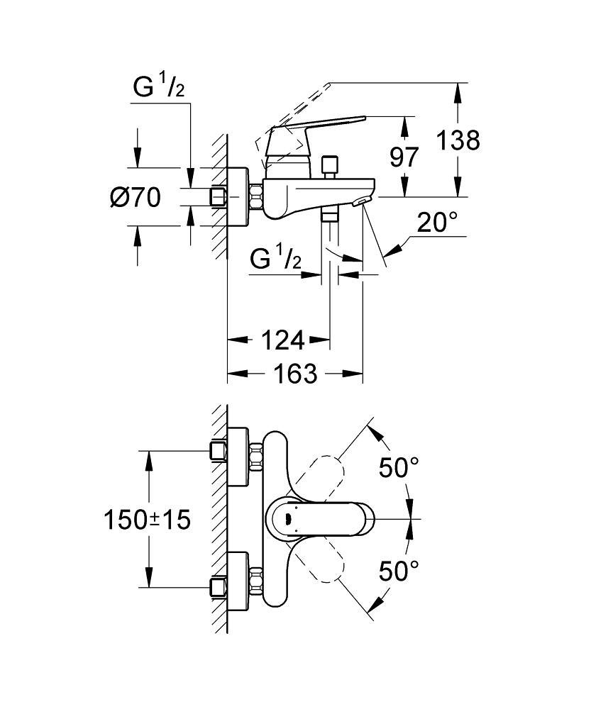 GROHE ΜΠΑΤΑΡΙΑ ΛΟΥΤΡΟΥ EUROSMART COSMOPOLITAN 32831000 ΧΡΩΜΕ - Image 2