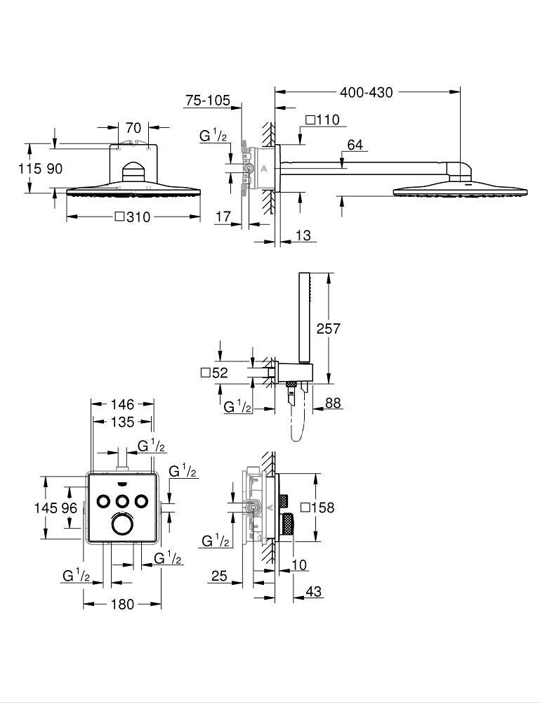 GROHE ΠΛΗΡΕΣ ΣΕΤ ΝΤΟΥΖΙΕΡΑΣ SMART CONTROL 34706000 ΧΡΩΜΕ - Image 2