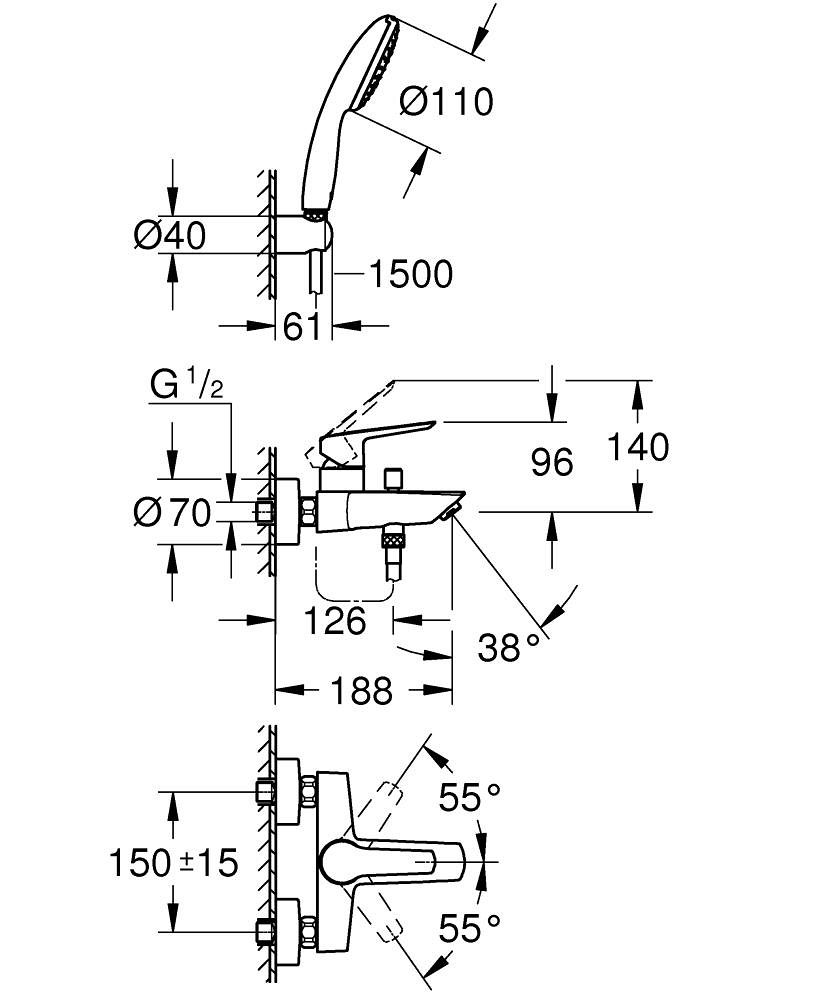 GROHE ΜΠΑΤΑΡΙΑ ΛΟΥΤΡΟΥ EUROSMART 25276003 - Image 2