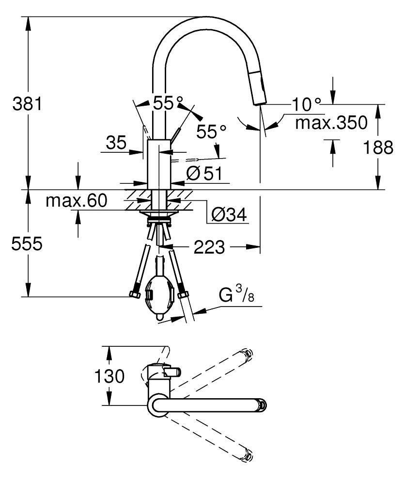 GROHE ΜΠΑΤΑΡΙΑ ΝΕΡΟΧΥΤΗ EUROSMART ΜΕ ΝΤΟΥΣ 2 ΡΟΩΝ 31481001 ΧΡΩΜΕ - Image 2