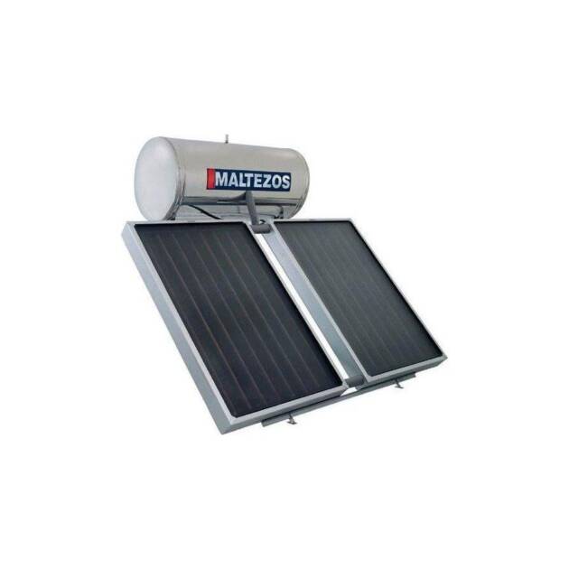 Maltezos MALT H SAC Ηλιακός Θερμοσίφωνας 200 λίτρων Inox Τριπλής Ενέργειας με 1,35 Χ2τ.μ. 2,7 τ.μ Συλλέκτη Ανοξειδωτ.Κεραμοσκεπης 21.40.105