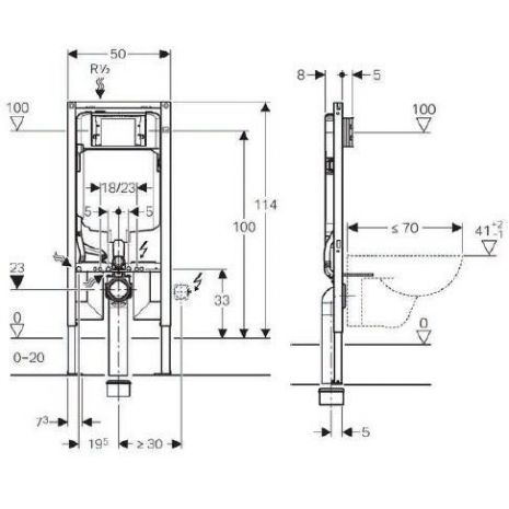 GEBERIT Εντοιχιζόμενο καζανάκι SIGMA 8 cm (Γυψοσανίδα) 111.796.00.2 - Image 2
