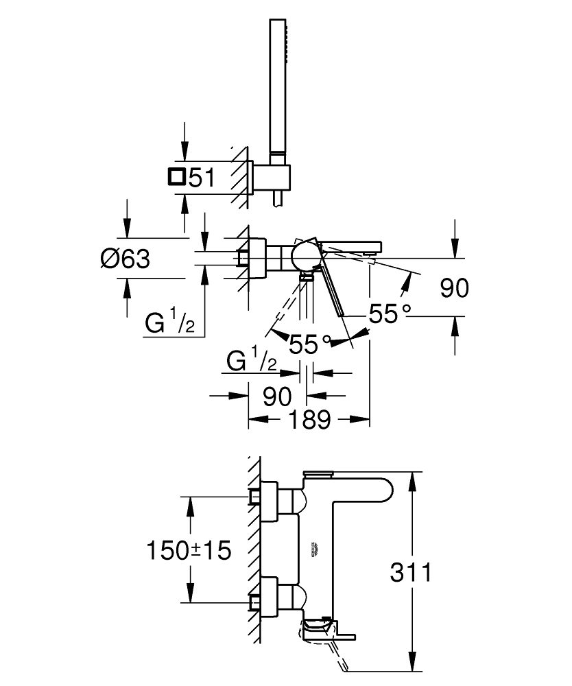 GROHE ΜΠΑΤΑΡΙΑ ΛΟΥΤΡΟΥ ΠΛΗΡΗΣ PLUS 33547003 ΧΡΩΜΕ - Image 3