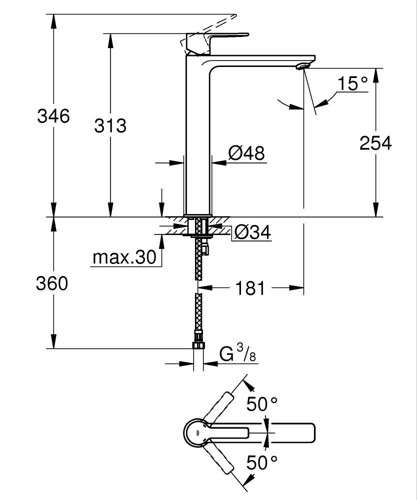 GROHE ΜΠΑΤΑΡΙΑ ΝΙΠΤΗΡΑ LINEARE 23405001 ΧΡΩΜΕ - Image 3