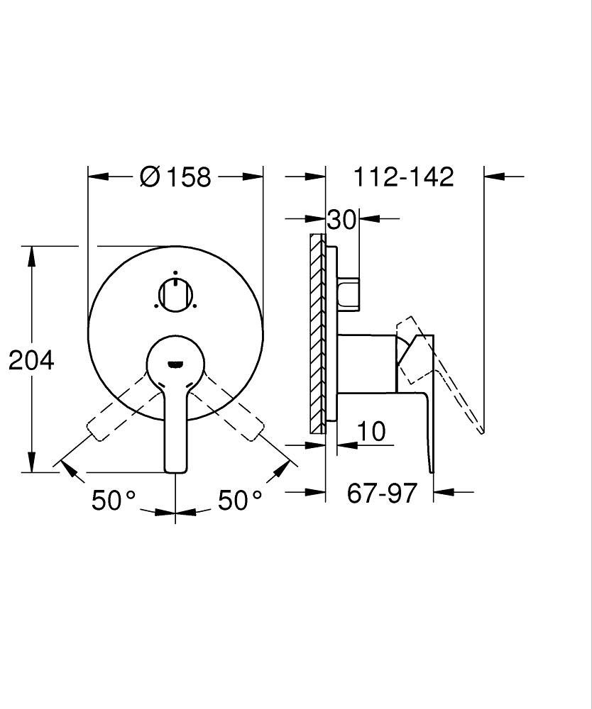 GROHE ΜΠΑΤΑΡΙΑ LINEARE 24095AL1 3 ΕΞΟΔΩΝ BRUSHED HARD GRAPHITE - Image 4