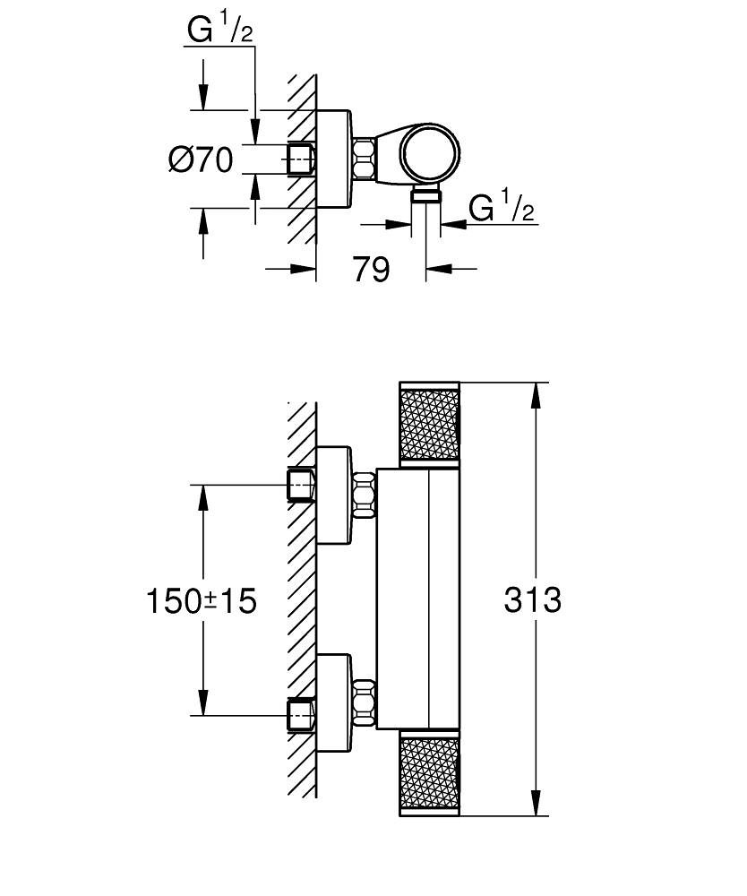 GROHE ΘΕΡΜΟΣΤΑΤΙΚΗ ΜΠΑΤΑΡΙΑ ΝΤΟΥΖΙΕΡΑΣ GROHTHERM 1000 34827000 ΧΡΩΜΕ - Image 4