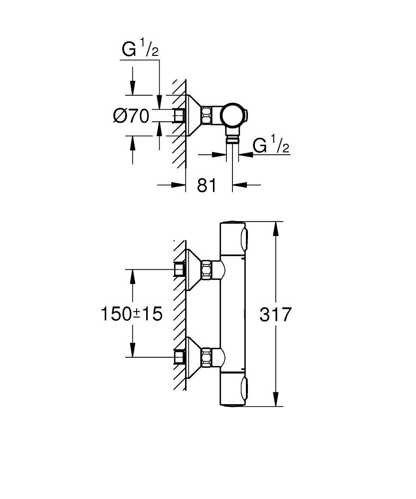 GROHE ΘΕΡΜΟΣΤΑΤΙΚΗ ΜΠΑΤΑΡΙΑ ΝΤΟΥΖΙΕΡΑΣ GROHTHERM 500 34793000 ΧΡΩΜΕ - Image 4