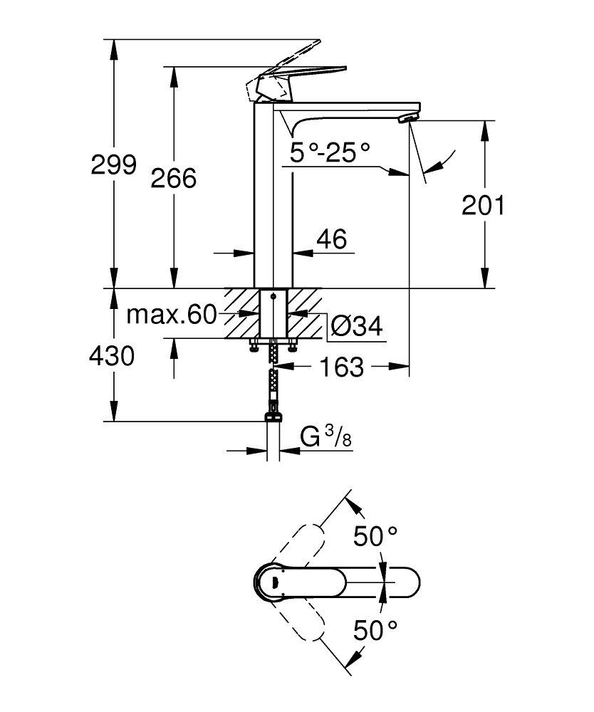 GROHE ΜΠΑΤΑΡΙΑ ΝΙΠΤΗΡΑ EUROSMART COSMOPOLITAN 23921000 ΧΡΩΜΕ - Image 4