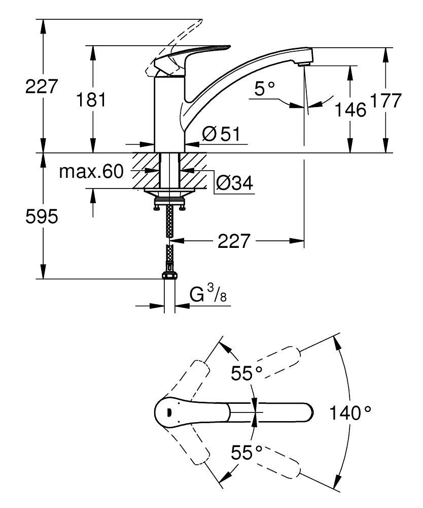 GROHE ΜΠΑΤΑΡΙΑ ΝΕΡΟΧΥΤΗ EUROSMART 33281003 ΧΡΩΜΕ - Image 5