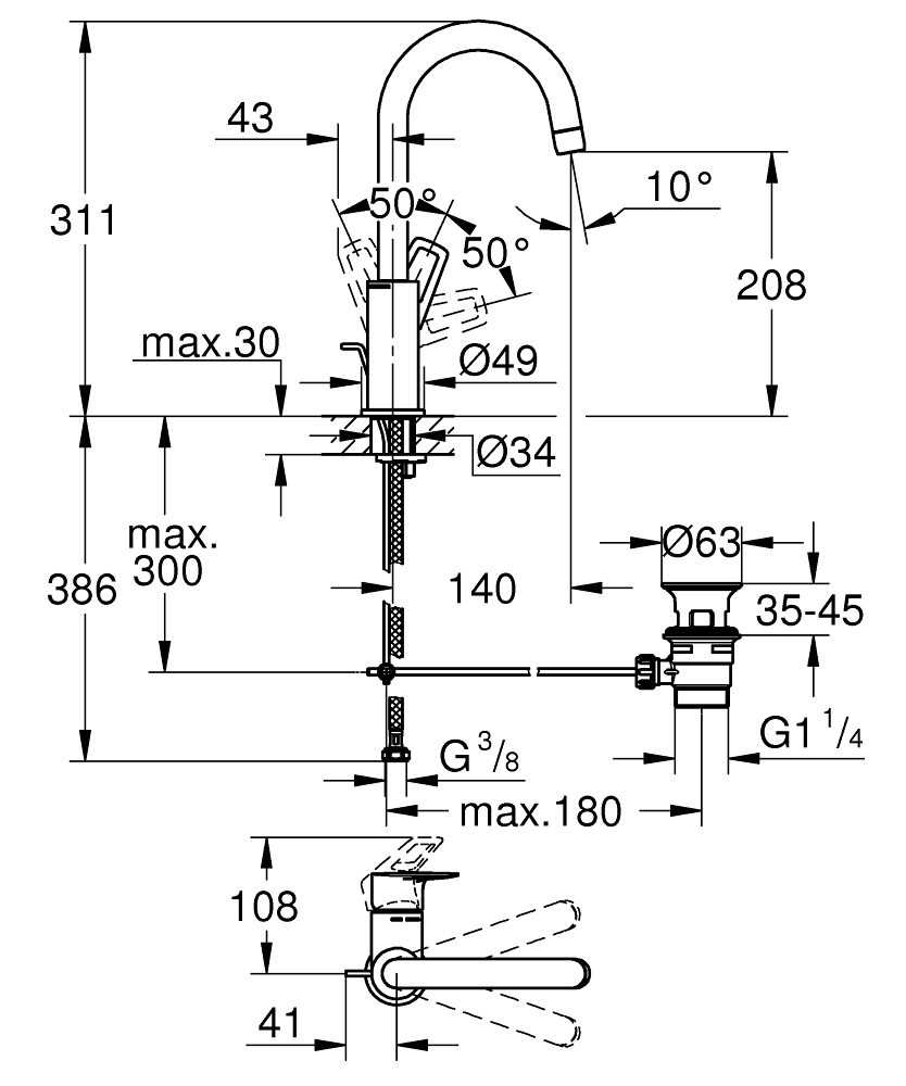 GROHE ΜΠΑΤΑΡΙΑ ΝΙΠΤΗΡΑ BAULOOP 23763001 ΧΡΩΜΕ - Image 5