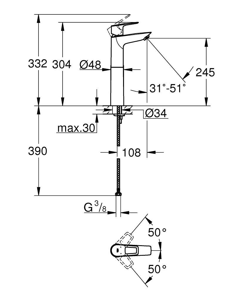 GROHE ΜΠΑΤΑΡΙΑ ΝΙΠΤΗΡΑ BAULOOP 23764001 ΧΡΩΜΕ - Image 5