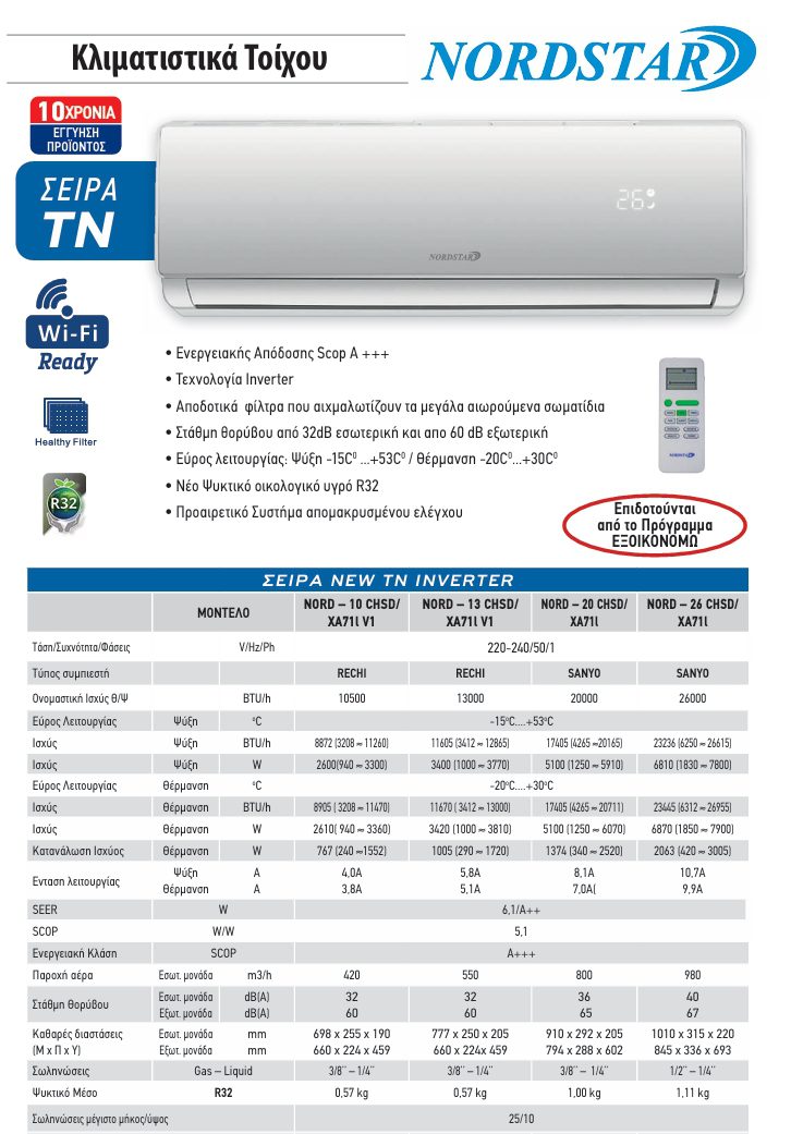NORDSTAR ΚΛΙΜΑΤΙΣΤΙΚΟ TN NORD - 13 CHSD/XA71l V1 12000 BTU - Image 3